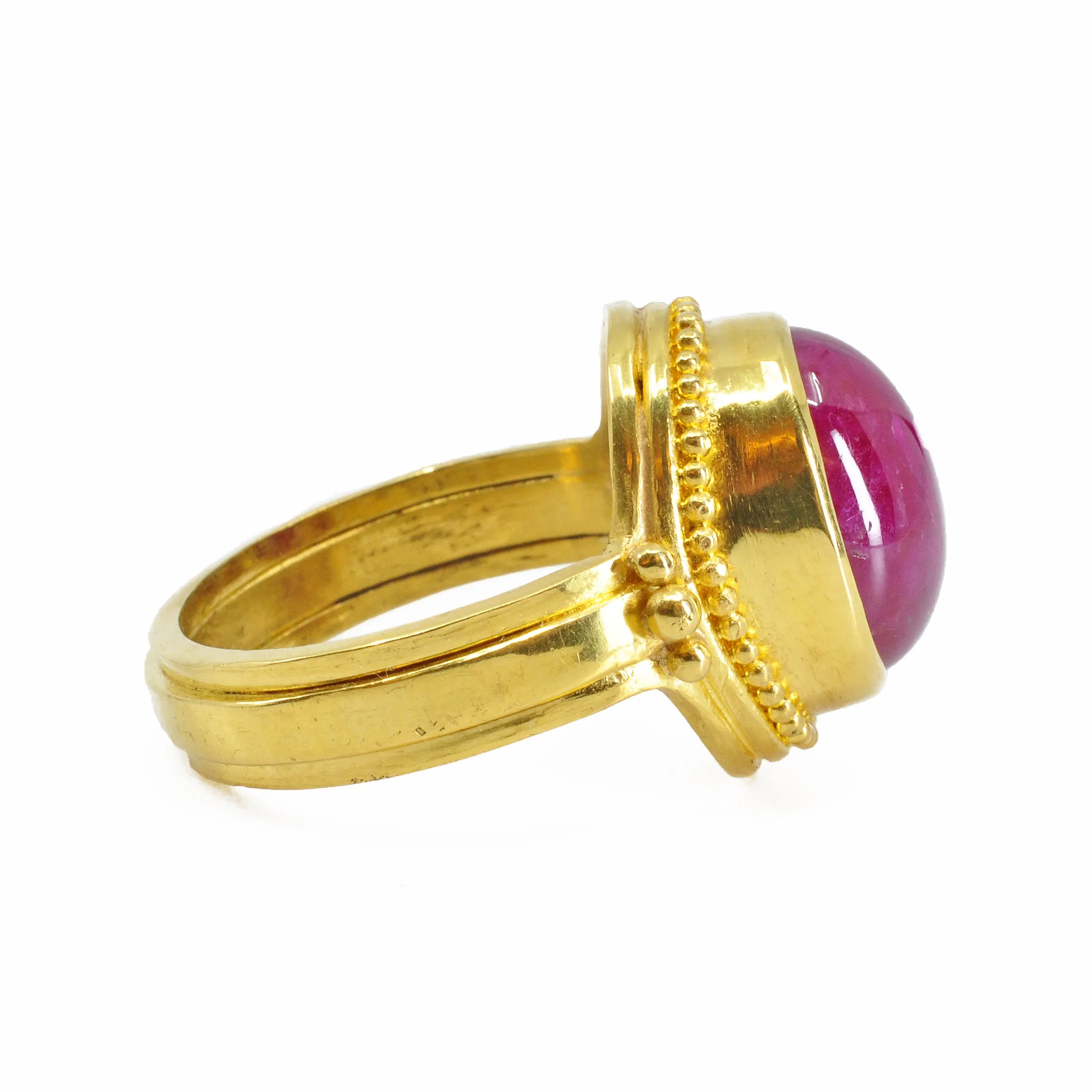 Gorgeous Ruby 12.41 cts Oval Cabochon 22K Handcrafted Gemstone Ring