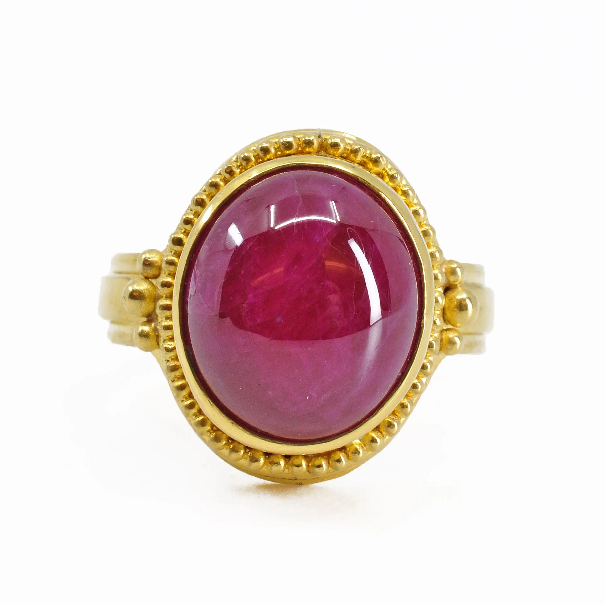 Gorgeous Ruby 12.41 cts Oval Cabochon 22K Handcrafted Gemstone Ring
