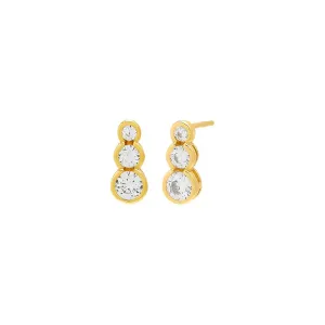 Graduated CZ Bezel Bar Stud Earring