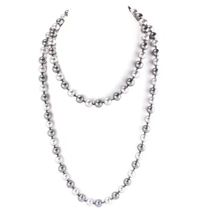 GRAY BEAD PEARL LONG NECKLACE  #UN240288N51 (SHBD12)
