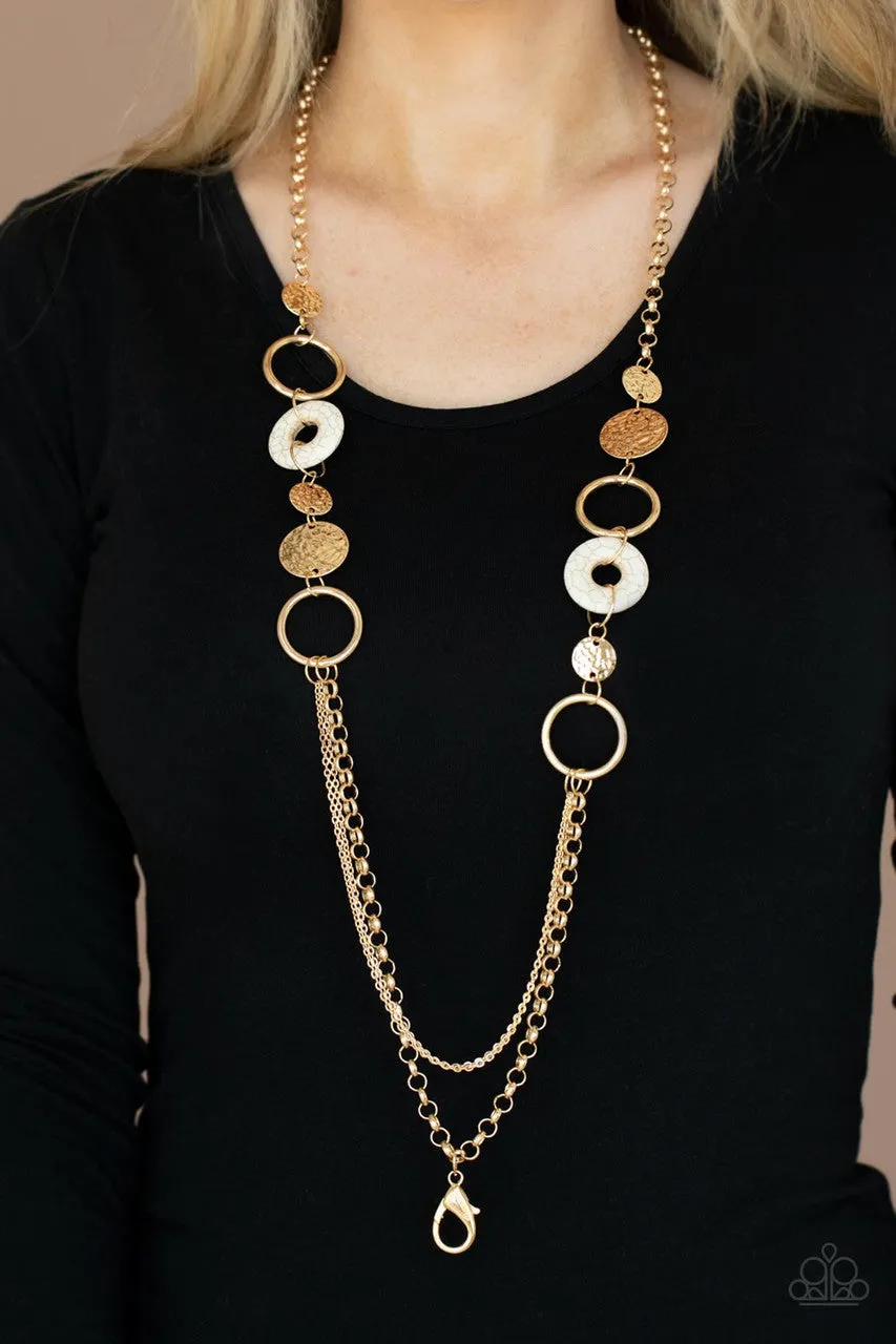 Grounded Glamour Gold Paparazzi Lanyard Necklace