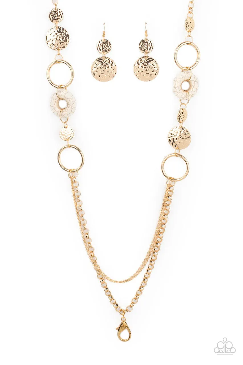 Grounded Glamour Gold Paparazzi Lanyard Necklace