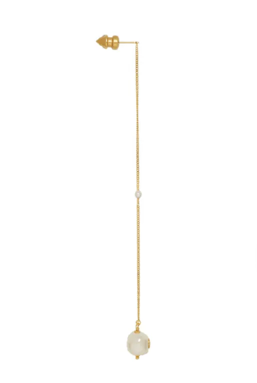 GUCCI Gold Single GG Pearl Chain Earring