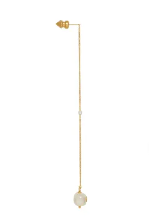GUCCI Gold Single GG Pearl Chain Earring