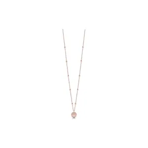 Guess Necklace Ip Rosegold Bead & Coin With Crystal