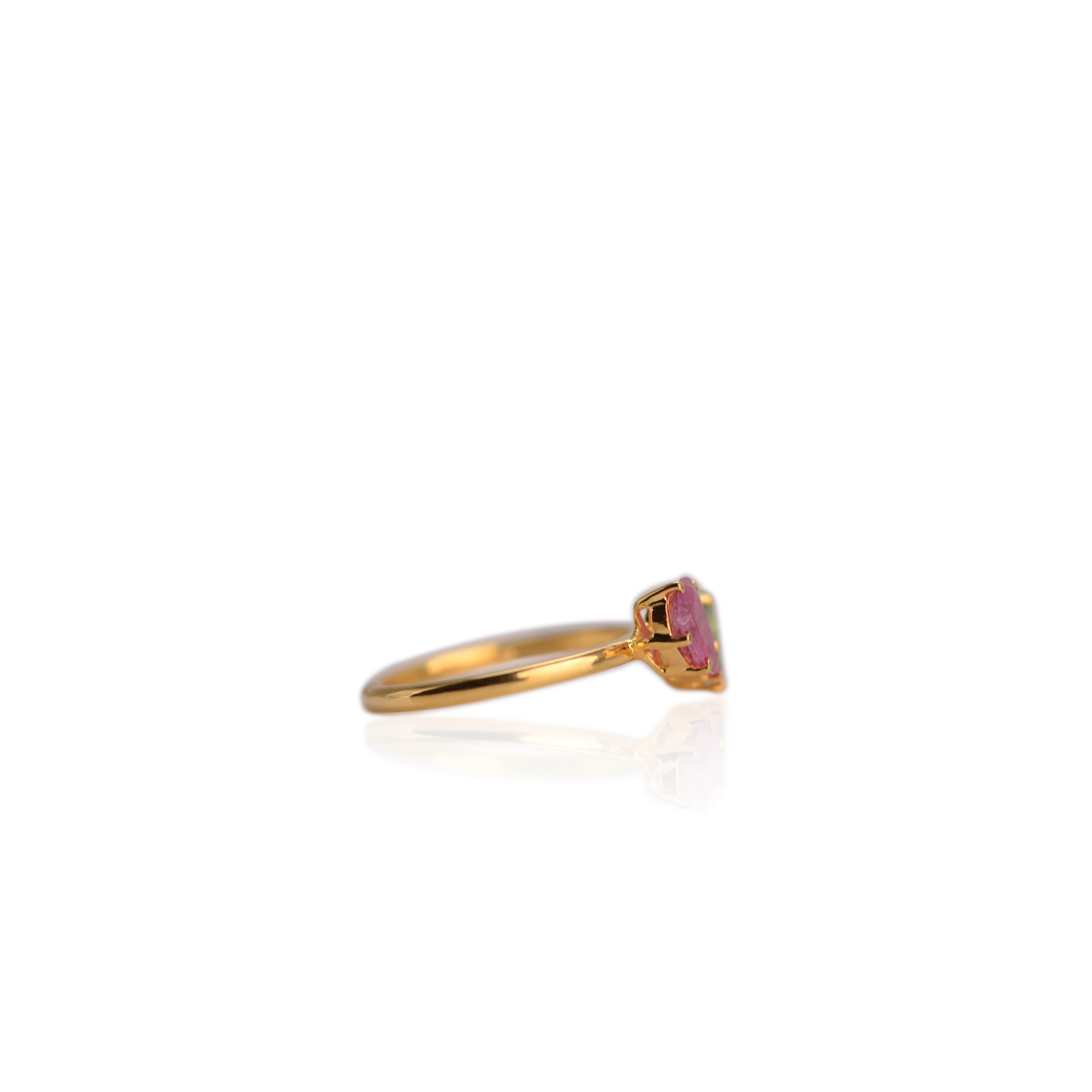Handmade 5 x 8 mm. Pear Cut Red Purple Thai Ruby and Emerald Cluster Ring (Blemished)