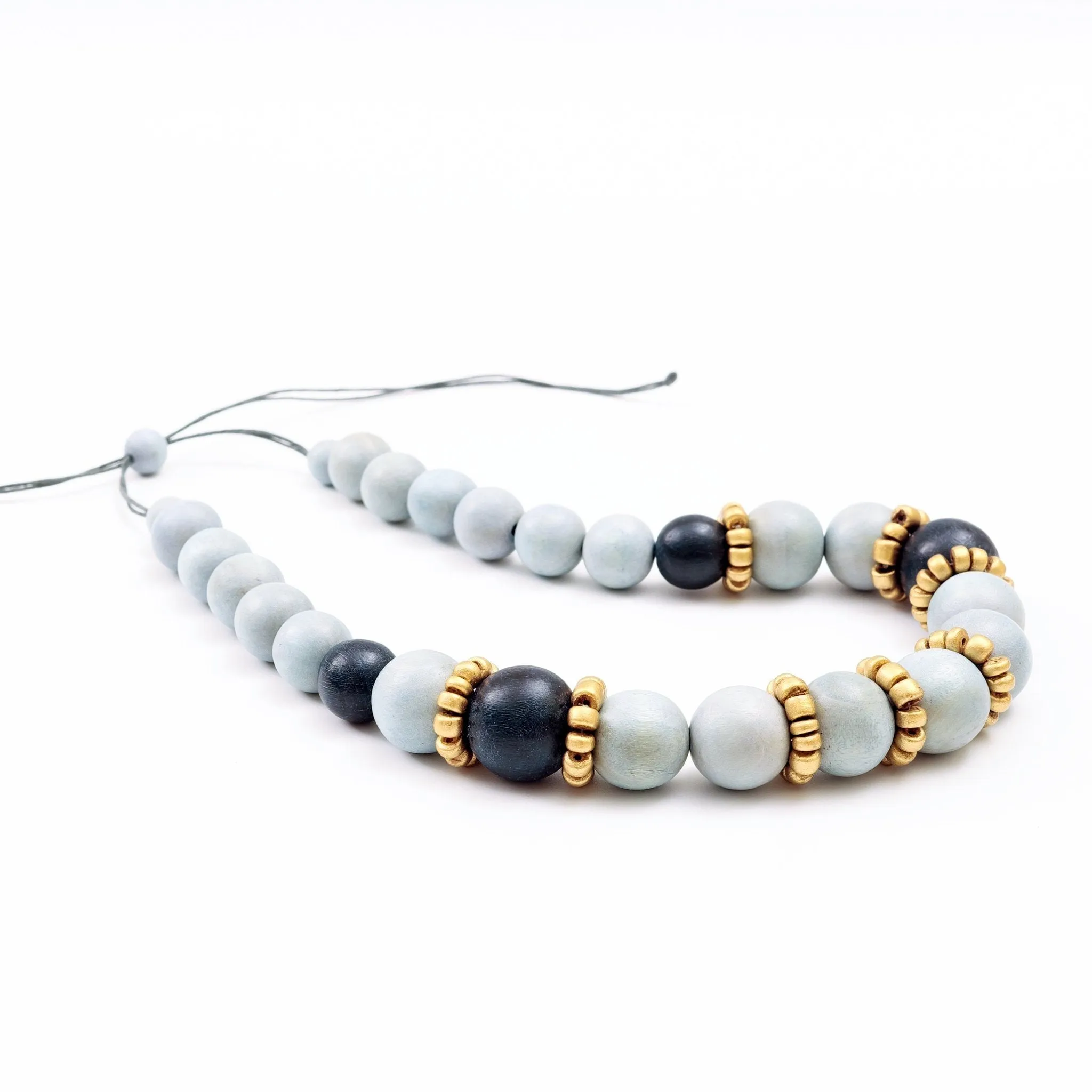 Handmade Grey Bead Necklace Pompa