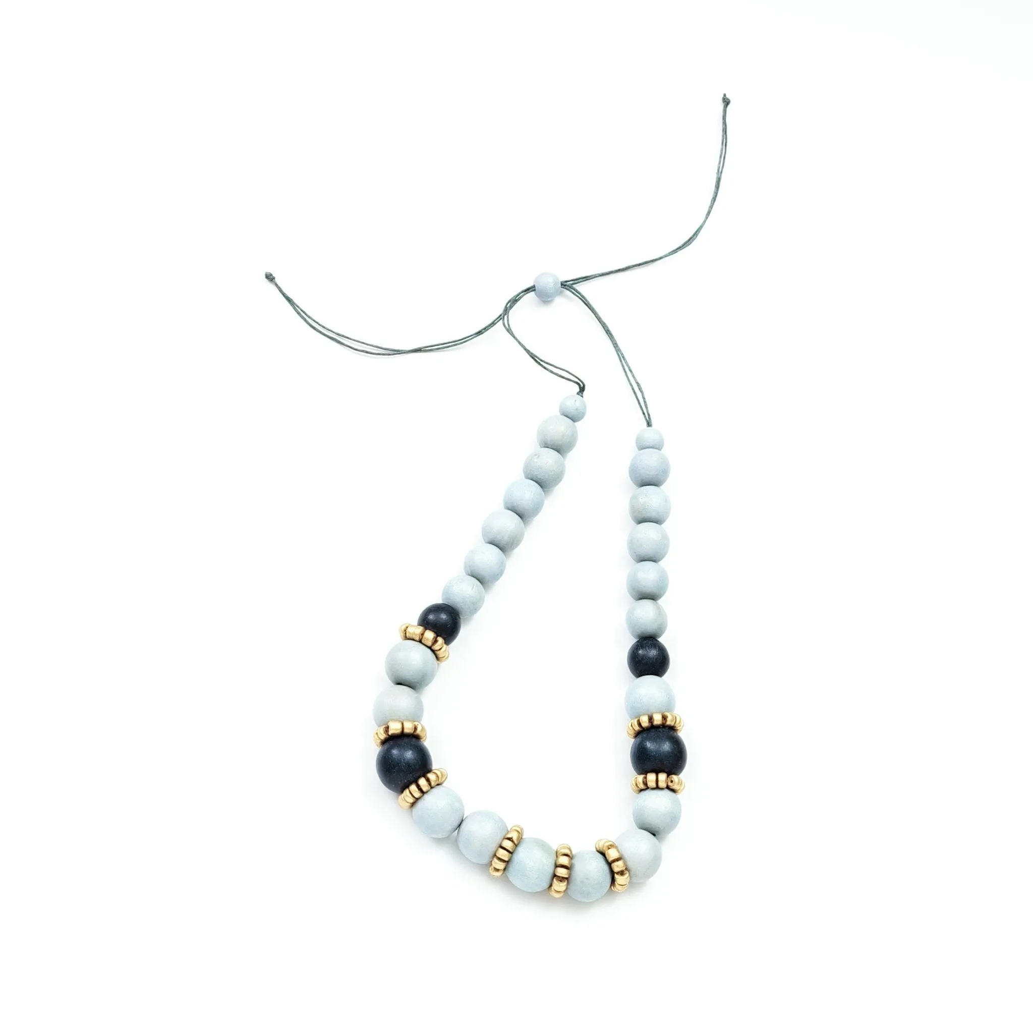 Handmade Grey Bead Necklace Pompa
