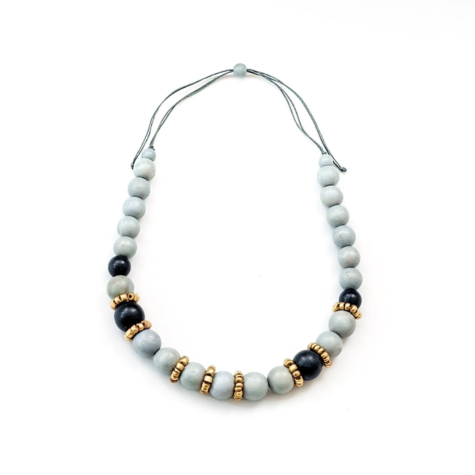 Handmade Grey Bead Necklace Pompa