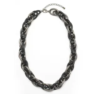 HEMATITE INTERLOCK LINK CHUNKY CHAIN NECKLACE# HNN9255_HEM(IC7/BA13)