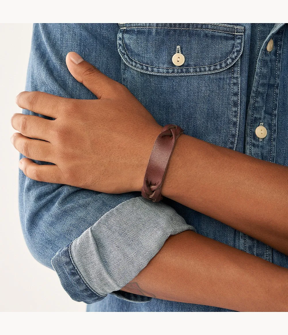 Heritage Braided Brown Leather Strap Bracelet
