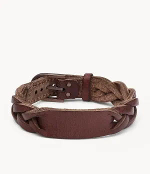 Heritage Braided Brown Leather Strap Bracelet