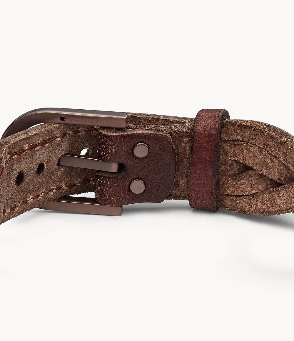 Heritage Braided Brown Leather Strap Bracelet