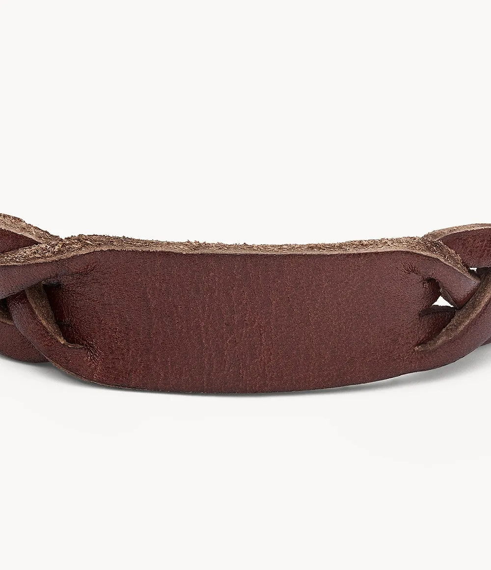 Heritage Braided Brown Leather Strap Bracelet