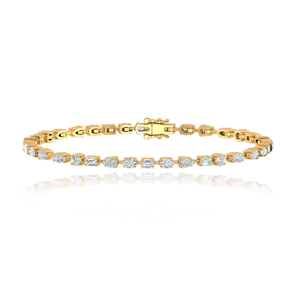 Horizontal Multi Shape Diamond Tennis Bracelet