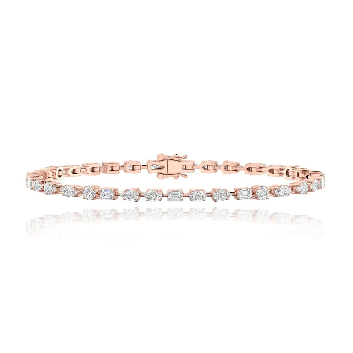 Horizontal Multi Shape Diamond Tennis Bracelet