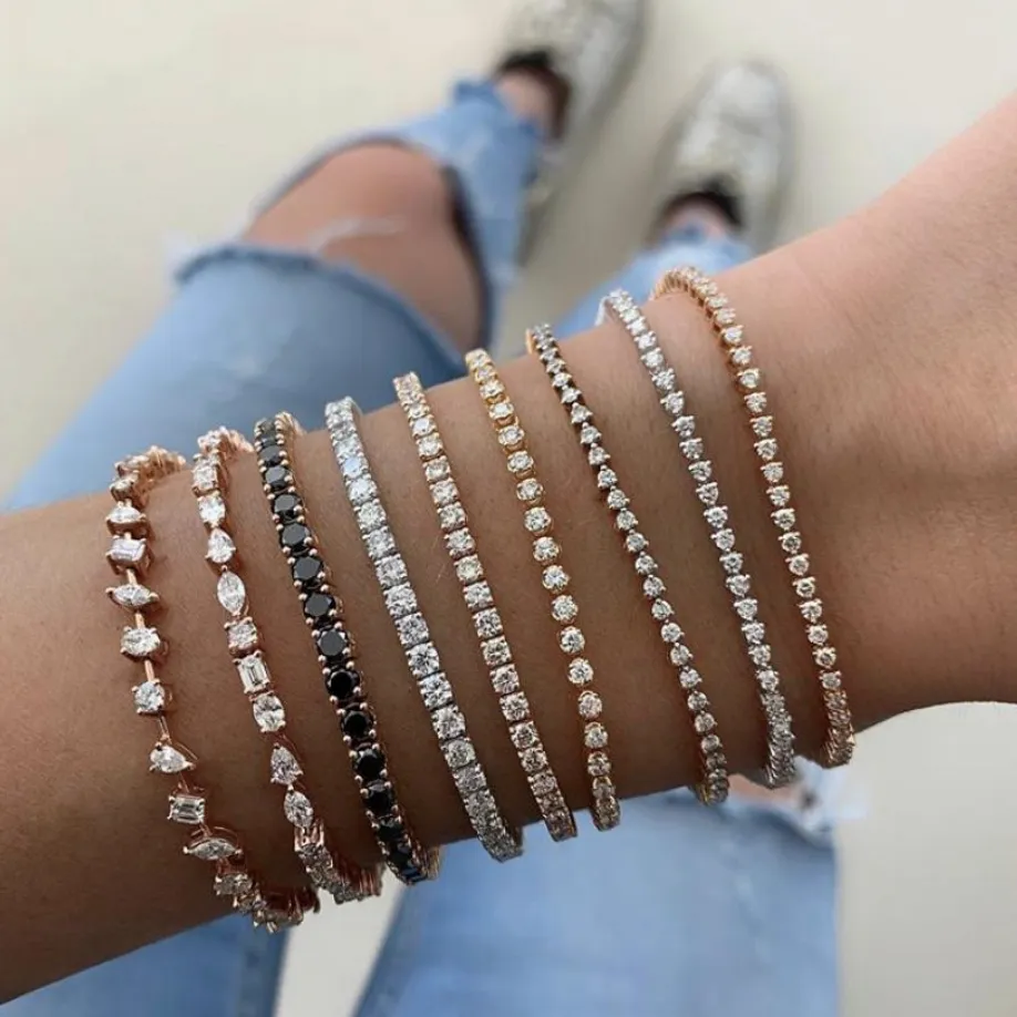 Horizontal Multi Shape Diamond Tennis Bracelet