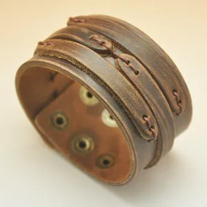 Hotselling Rock Genuine Leather Bracelets Punk Woman Men Brown Bracelet
