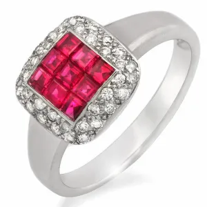 Invisible Set Ruby And Diamond Ring, 18k White Gold