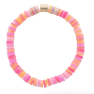 Jane Marie Iridescent Rubber Sequins with Gold Bead Accents-Multi Pinks and Orange