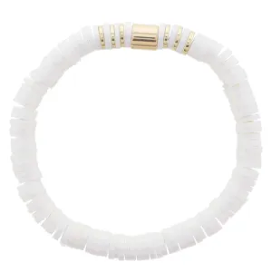 Jane Marie Iridescent Rubber Sequins with Gold Bead Accents-White