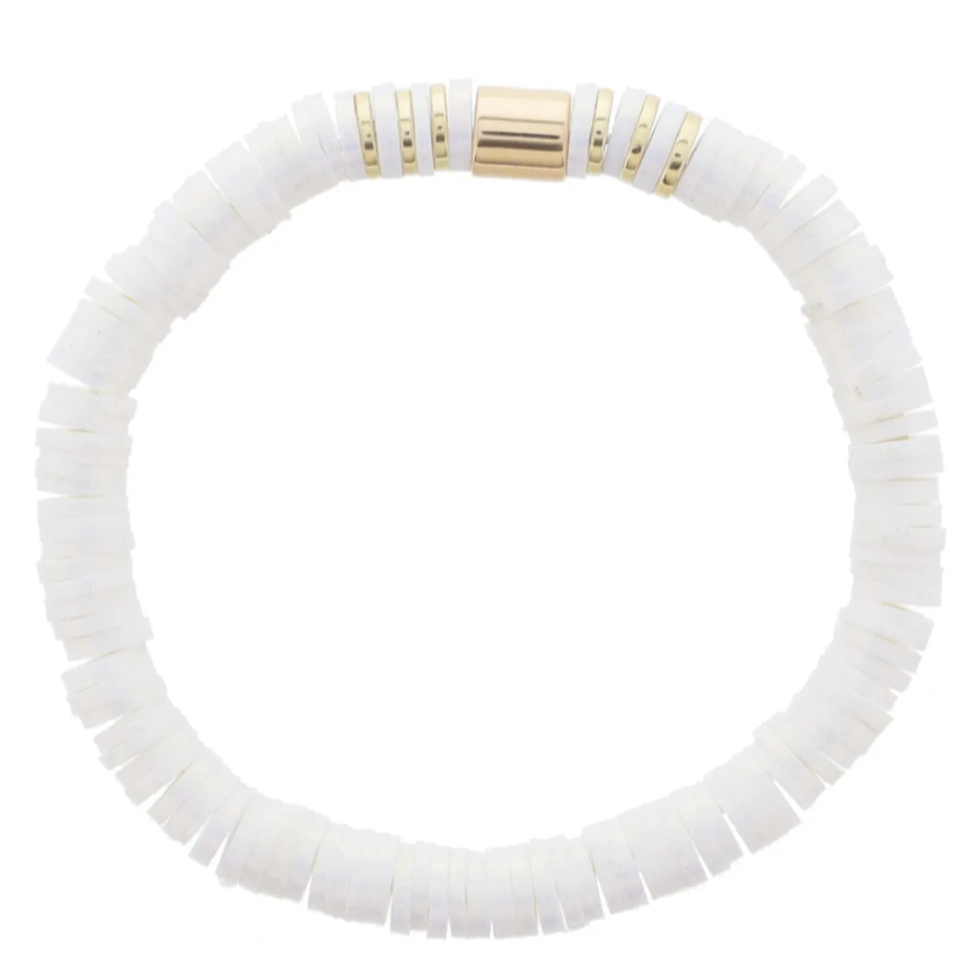 Jane Marie Iridescent Rubber Sequins with Gold Bead Accents-White