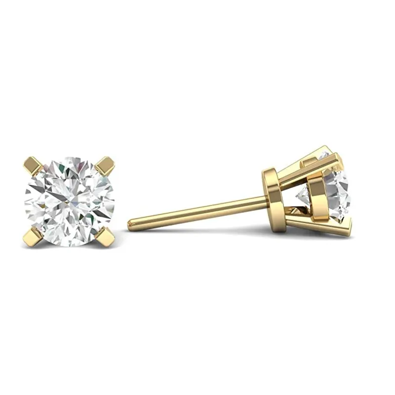 JewelMore 14K Gold Round-Cut Diamond Stud Earring (1/4-1 cttw, H-I Color, I2-I3 Clarity)