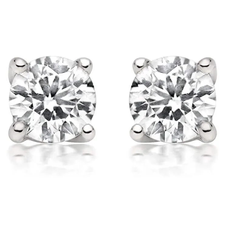 JewelMore 14K Gold Round-Cut Diamond Stud Earring (1/4-1 cttw, H-I Color, I2-I3 Clarity)