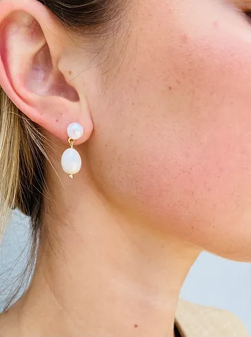 Katrina Pearl Double Drop Earrings