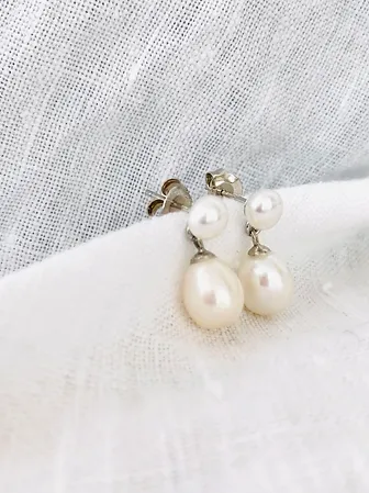 Katrina Pearl Double Drop Earrings