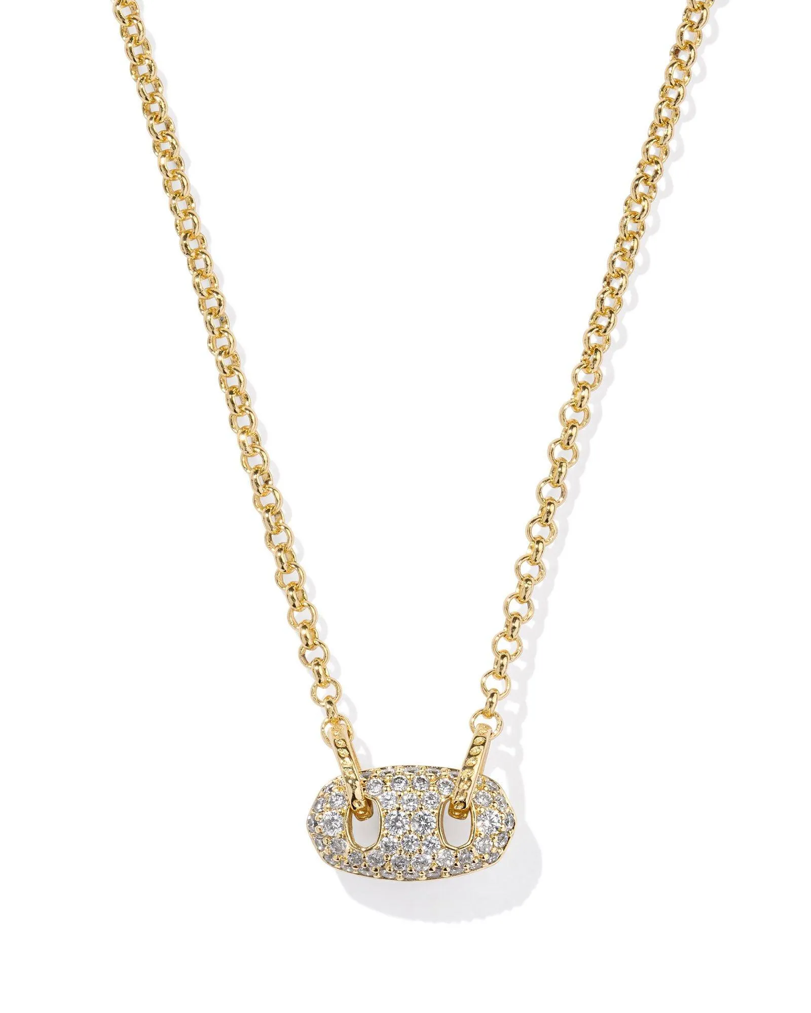 Kendra Scott Bailey Pave Pendant Necklace in Gold White Crystal