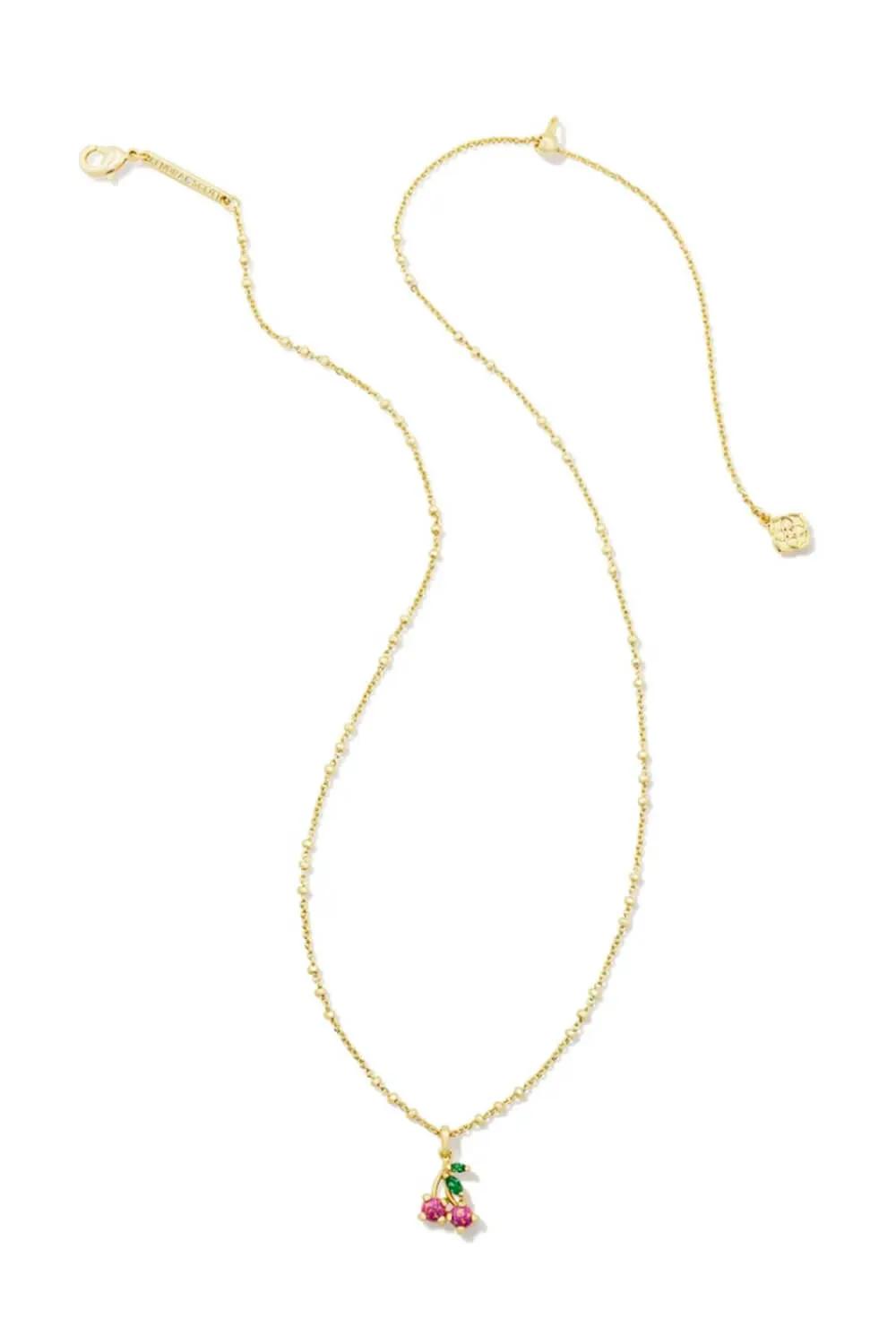 Kendra Scott Cherry Gold Short Pendant Necklace in Berry Kyocera Opal | 9608864315