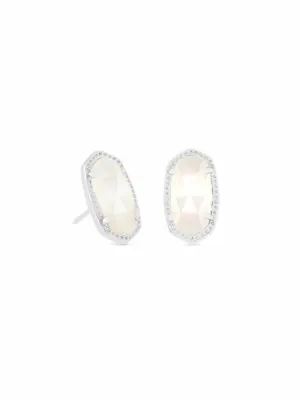 Kendra Scott - Ellie Silver Stud Earrings In Ivory Mother of Pearl