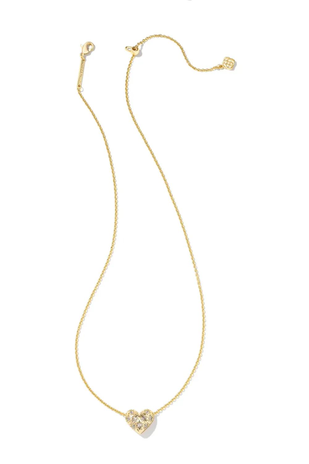 Kendra Scott Holland Gold Heart Short Pendant Necklace in White Crystal | 9608863293