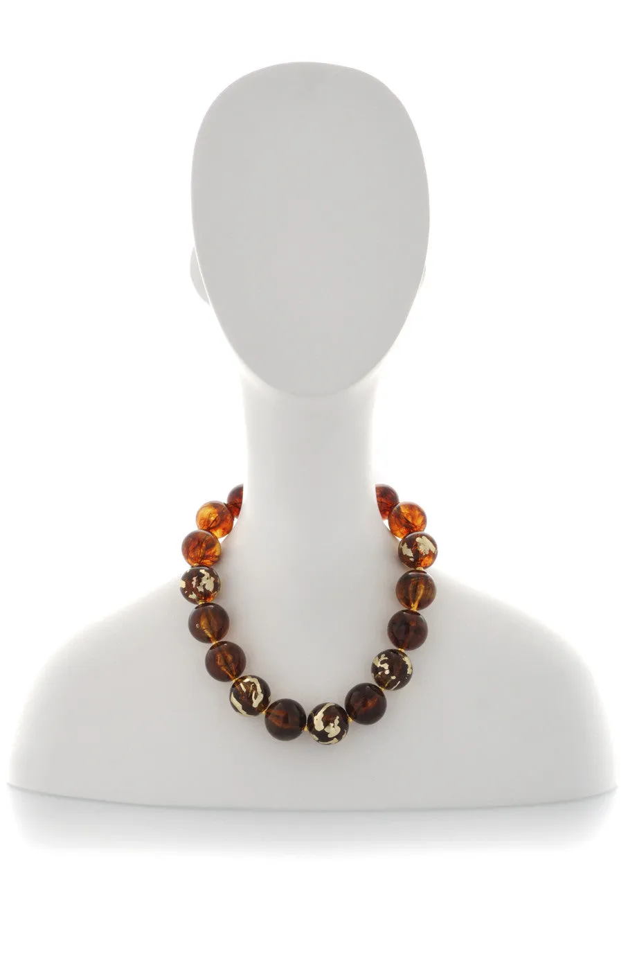 KENNETH JAY LANE TORTOISE Gold Scraped Beads Necklace