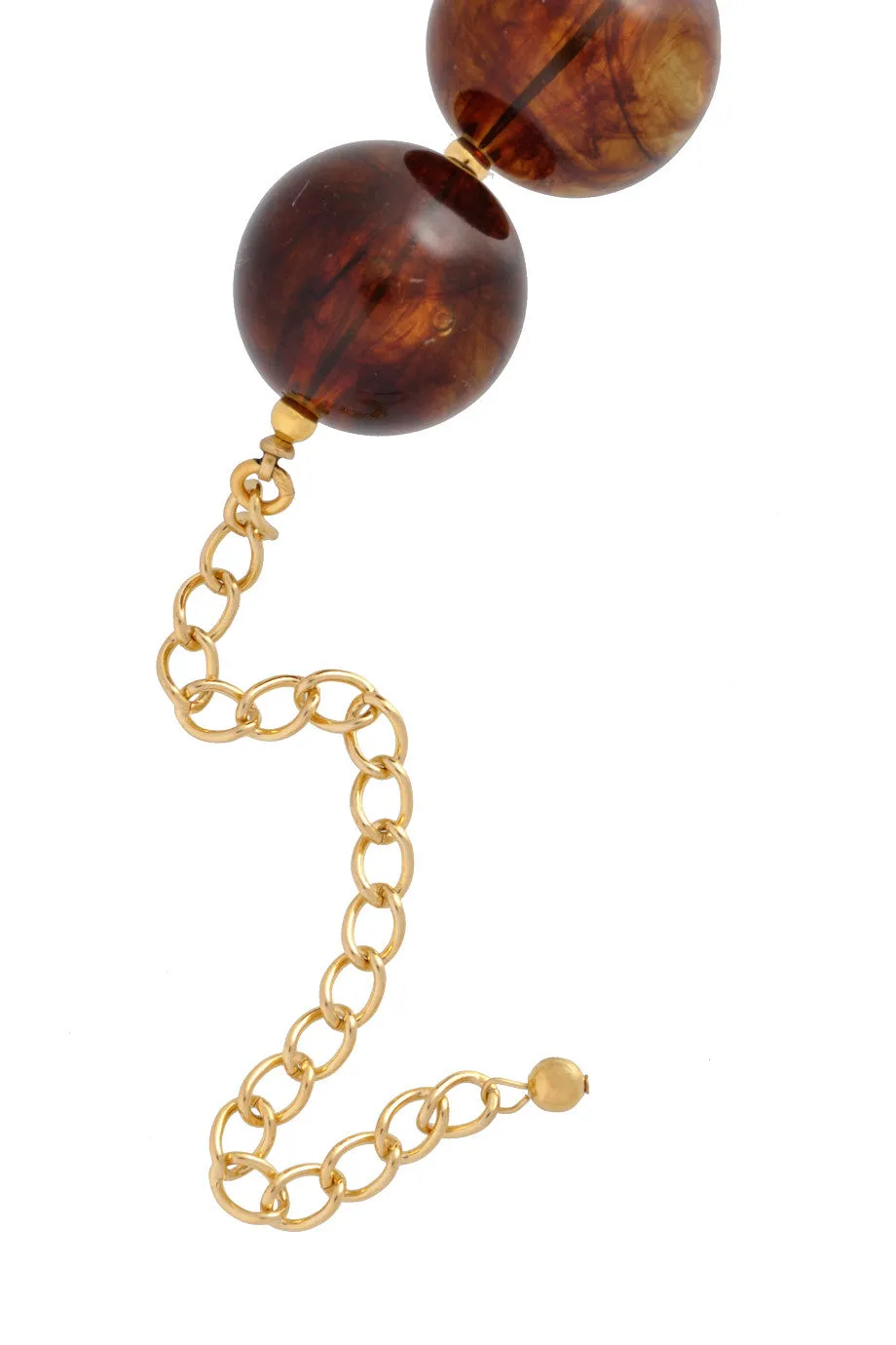 KENNETH JAY LANE TORTOISE Gold Scraped Beads Necklace