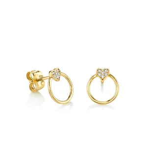 Kids Collection Gold & Diamond Heart with Circle Stud