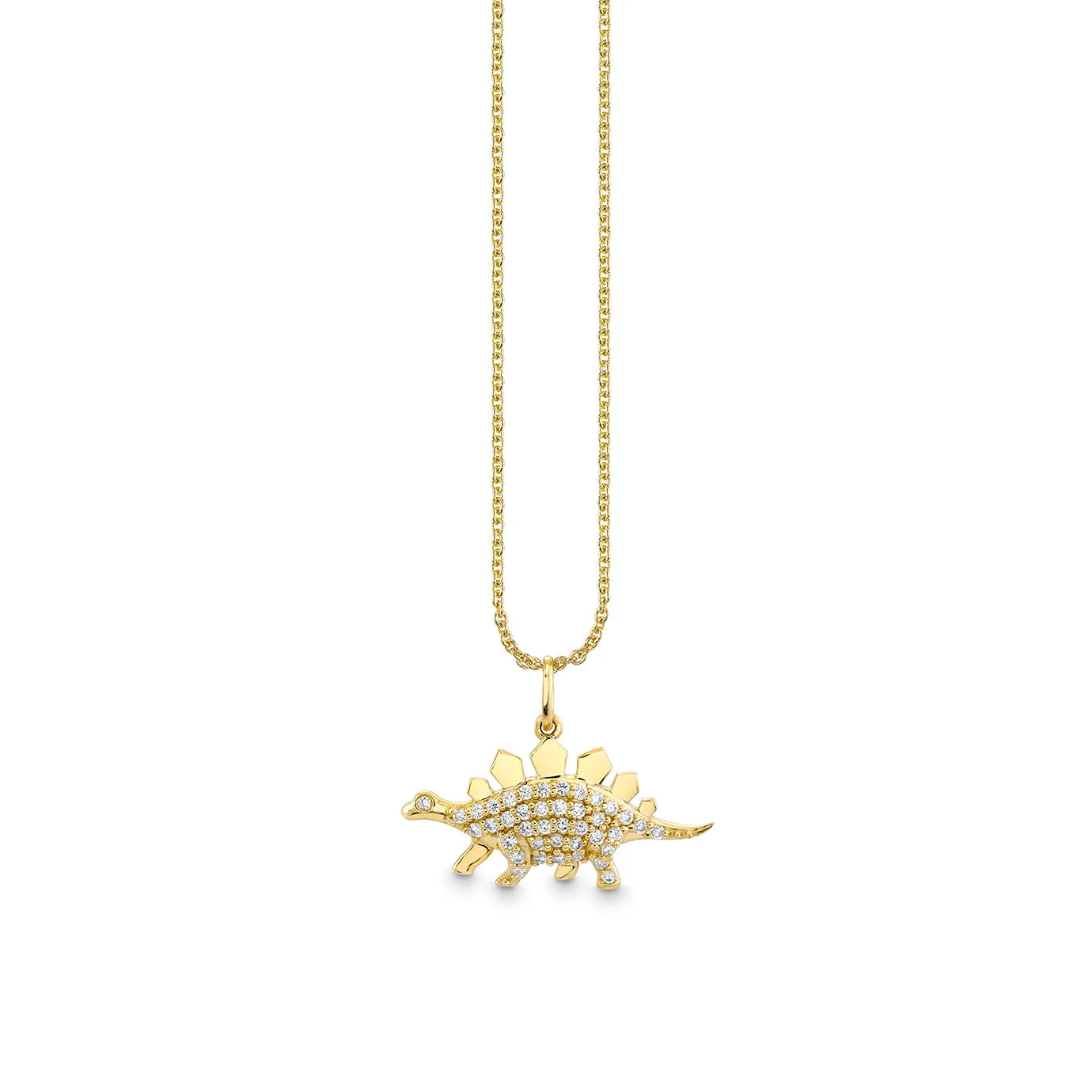 Kids Collection Gold & Diamond Stegosaurus Necklace