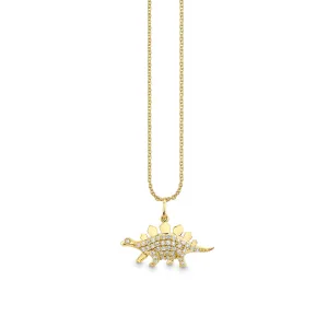 Kids Collection Gold & Diamond Stegosaurus Necklace