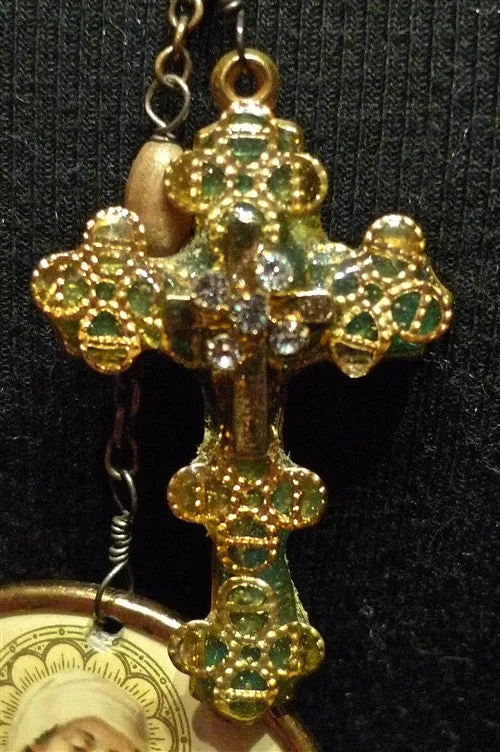 Kimmie Winter Tan Bead Rosary Necklace