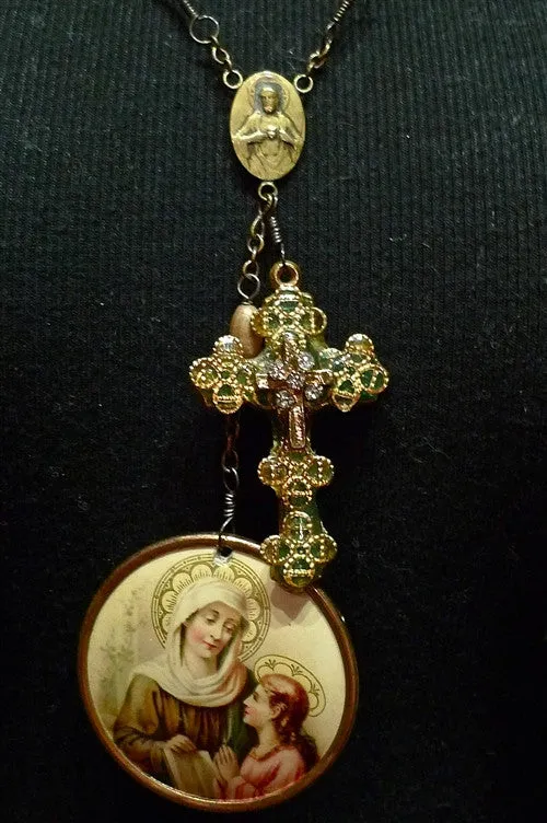 Kimmie Winter Tan Bead Rosary Necklace