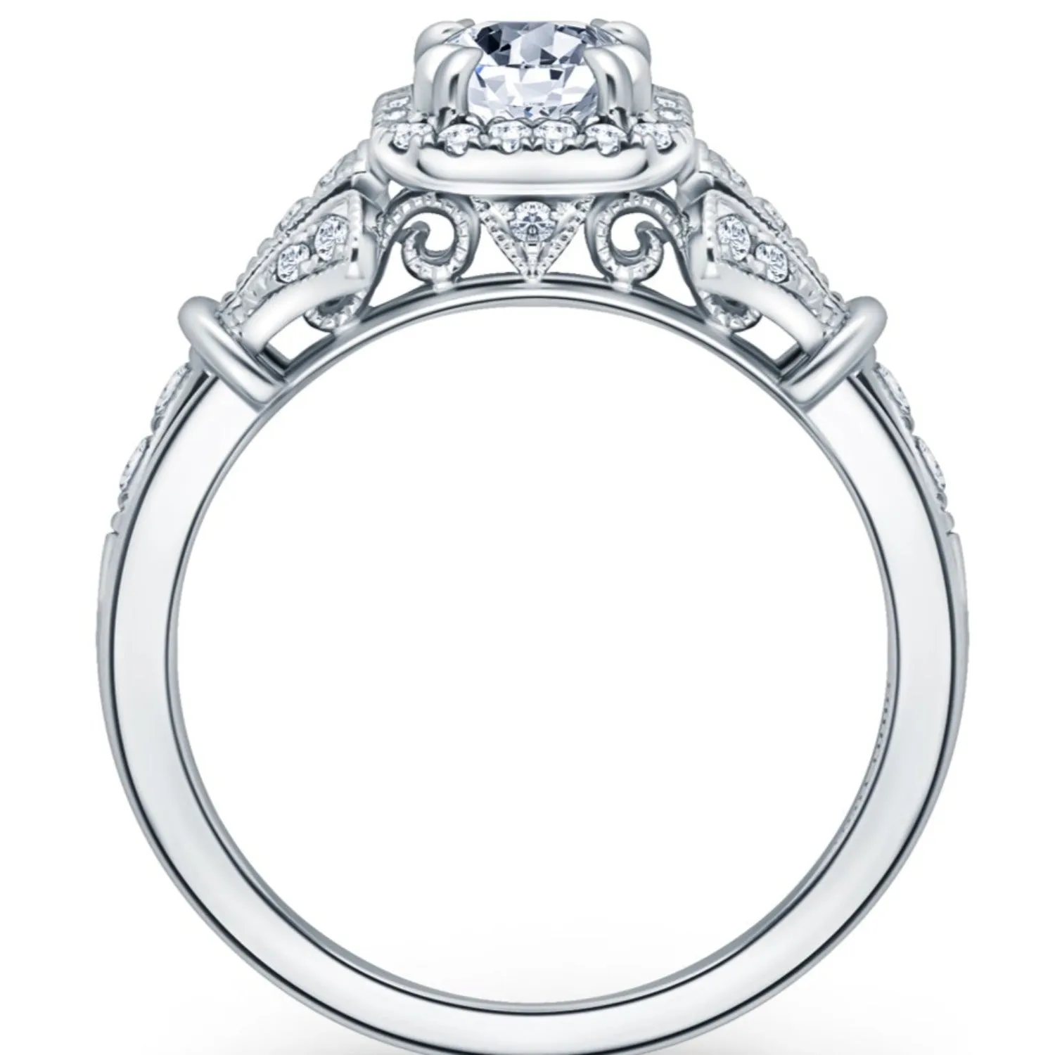 Kirk Kara "Lori" Emerald Cut Halo Diamond Engagement Ring