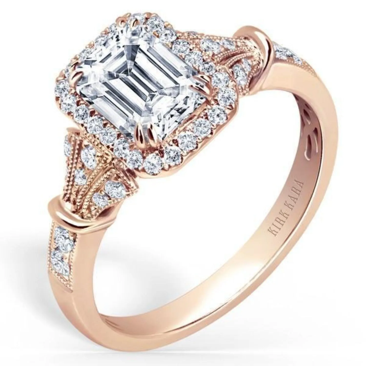 Kirk Kara "Lori" Emerald Cut Halo Diamond Engagement Ring