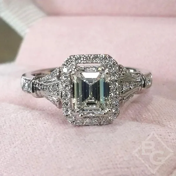 Kirk Kara "Lori" Emerald Cut Halo Diamond Engagement Ring