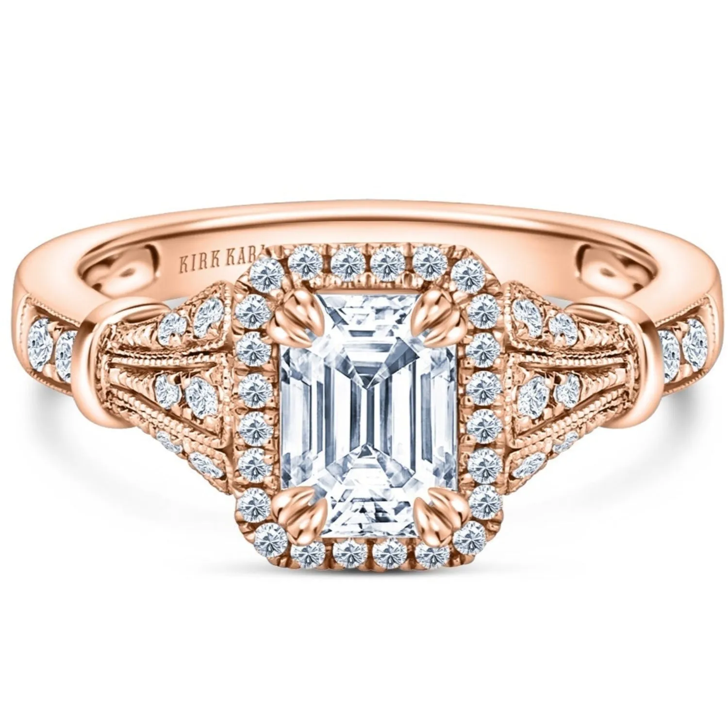 Kirk Kara "Lori" Emerald Cut Halo Diamond Engagement Ring