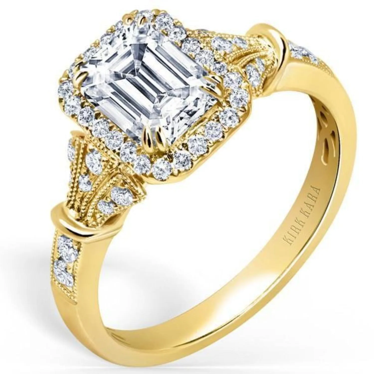 Kirk Kara "Lori" Emerald Cut Halo Diamond Engagement Ring