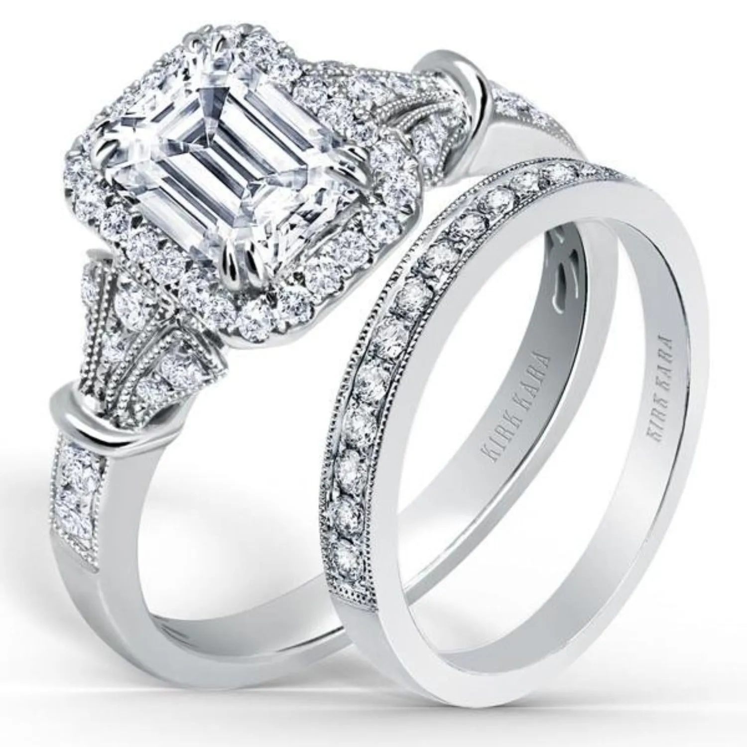 Kirk Kara "Lori" Emerald Cut Halo Diamond Engagement Ring