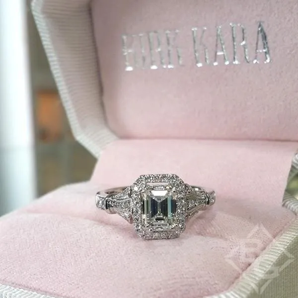 Kirk Kara "Lori" Emerald Cut Halo Diamond Engagement Ring