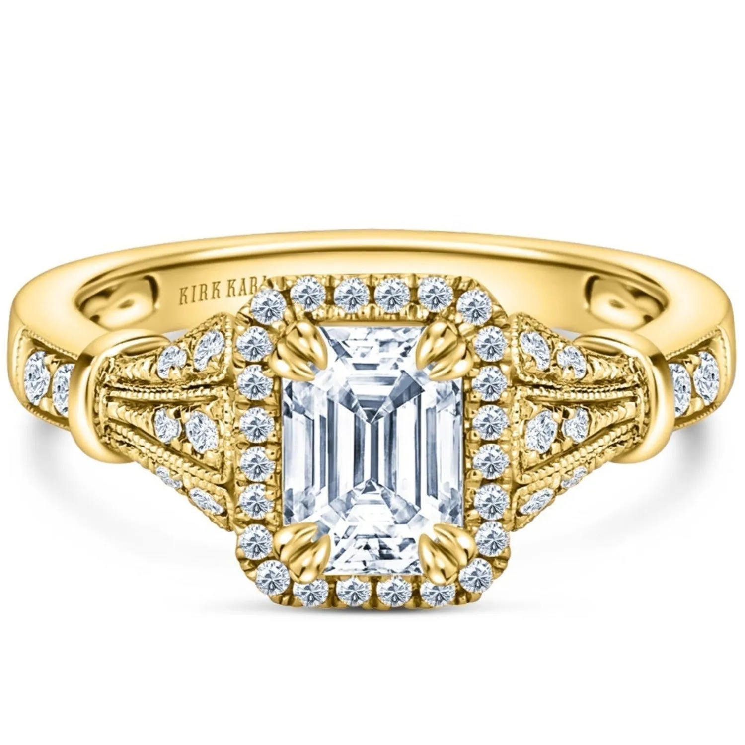 Kirk Kara "Lori" Emerald Cut Halo Diamond Engagement Ring