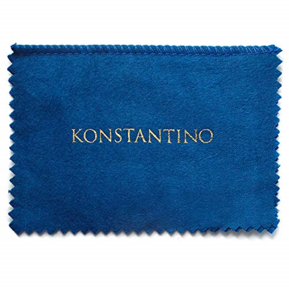 Konstantino Men's Sterling Silver Black Spinel Leather Bracelet